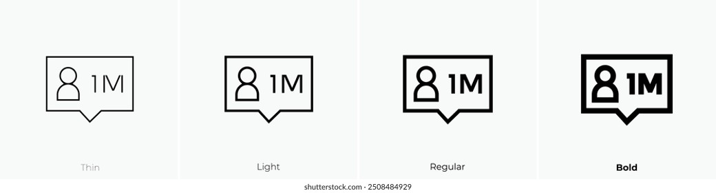 one million icon. Thin, Light Regular And Bold style design isolated on white background