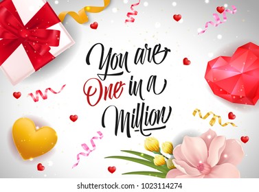 One in Million Lettering with Hearts