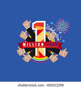 One Million Likes Celebration Vector Illustration