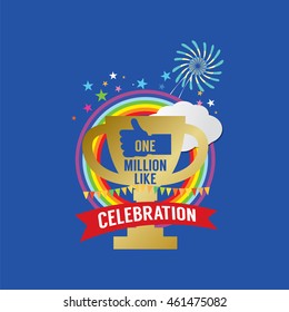 One Million Likes Celebration Vector Illustration