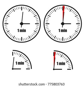 One Minute Clock on white background