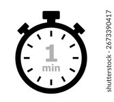One Minute Stopwatch Illustration Label