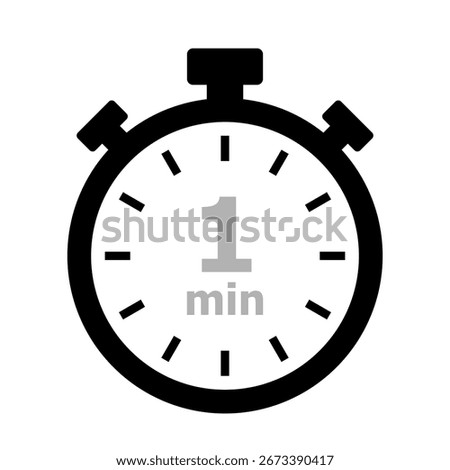 One Minute Stopwatch Illustration Label