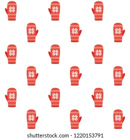 One Mittens red seamless texture on the white background