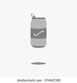 one modern opened soda or cola can drinks with the letter v on it in Gray scale