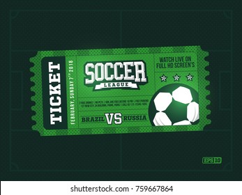 one modern professional design of football tickets in green theme.