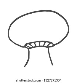 One monochrome boletus mushroom, hand drawn sketch line art, vector illustration isolated on white background, gray line art, nature sketch