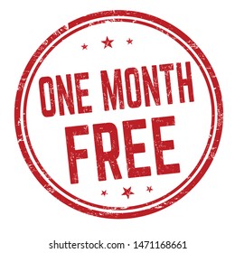 One month free sign or stamp on white background, vector illustration