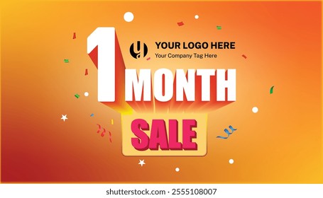 One Month Sale Banner. Shopping Day Sale Banner Template Design, colorful background vector design 