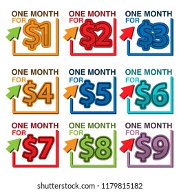 One Month sticker set. Flat designs