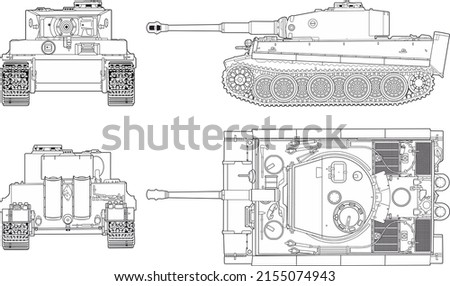 One of the most famous tanks of the Second World War is the Pz-VI Tiger. Undoubtedly a magnificent tank both externally and from the point of view of combat characteristics. Detailed vector image