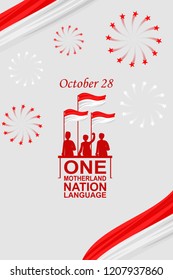 One Motherland, one nation, one language. Happy Indonesian Youth Pledge (Sumpah Pemuda) vector illustration. Suitable for greeting card, poster and banner.