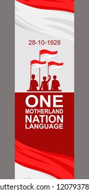 One Motherland, one nation, one language. Happy Indonesian Youth Pledge (Sumpah Pemuda) vector illustration. Suitable for greeting card, poster and banner.