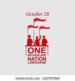 One Motherland, one nation, one language. Happy Indonesian Youth Pledge (Sumpah Pemuda) vector illustration. Suitable for greeting card, poster and banner.