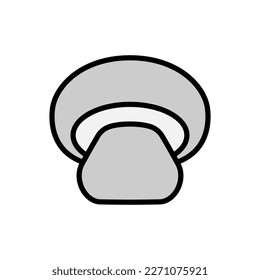 One mushroom. Vector drawing and illustration. Line and outline style. 