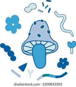 One musroom and particles on a transparent background