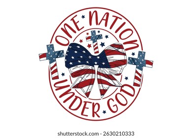 One Nation Under God 4th of July EPS T-shirt Design