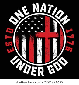 One Nation Under God American flag t-shirt design