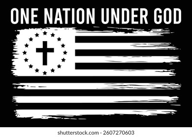 One Nation Under God American Flag – Christian Patriotic Brush Flag Design