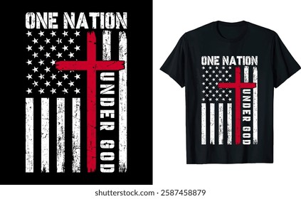 One Nation Under God USA Flag Graphic TShirt Design