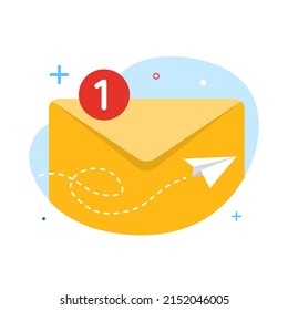one new email message has been send concept illustration flat design vector eps10. modern graphic element for landing page, empty state ui, infographic, icon