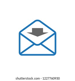 One new incoming message envelope with notification, vector object.