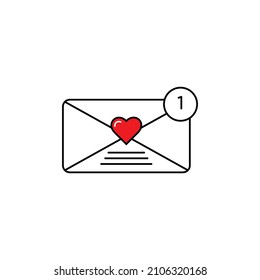 One new love message icon. Valentine's day icon for apps and websites.