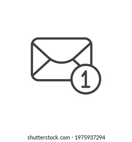 One new message line icon. linear style sign for mobile concept and web design. Incoming email message outline vector icon. Symbol, logo illustration. Vector graphics