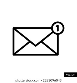 Eine neue E-Mail-Nachricht, E-Mail-Benachrichtigungskonzept, Vektorsymbol im Linienstil für Website, App, Benutzeroberfläche, einzeln auf weißem Hintergrund. Bearbeitbarer Strich. EPS10 Vektorgrafik.