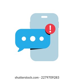 one new sms, email message notification on smartphone concept illustration flat design vector eps10. modern graphic element for landing page, empty state ui, infographic, icon
