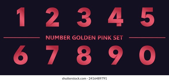 one to Nine Isolated Letters. Birthday golden numbers Vector design elements. Golden numbers set. Vector illustration. Realistic shiny characters