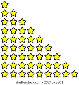 Iconos vectoriales de clasificación de una a nueve estrellas en amarillo y rojizo