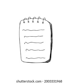 One notebook element in business doodle set. Hand drawn vector illustrations for postcards, posters, labels and professional designs.