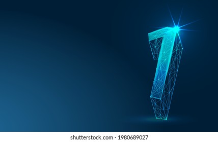 One. Number 1, illustration isolated on blue background. Abstract low poy vector 3d. Celebration, success, winner, leader symbol.