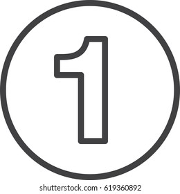 One, Number 1 line icon, linear circular sign