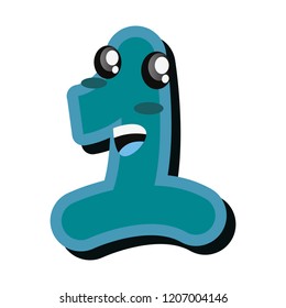 one number cartoon on white background