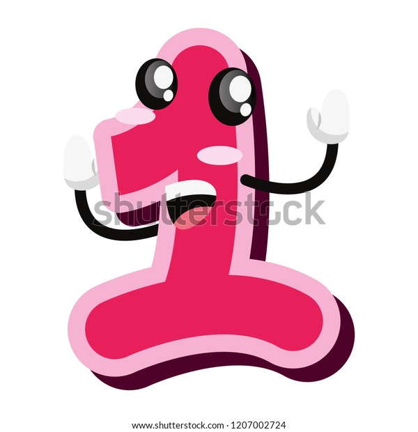 One Number Cartoon On White Background Stock Vector (Royalty Free ...