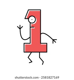 one number character color icon vector. one number character sign. isolated symbol illustration