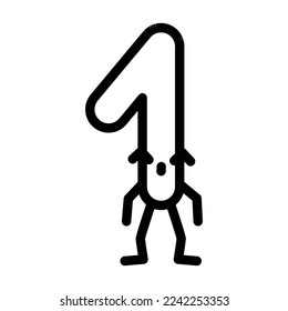 one number character line icon vector. one number character sign. isolated contour symbol black illustration