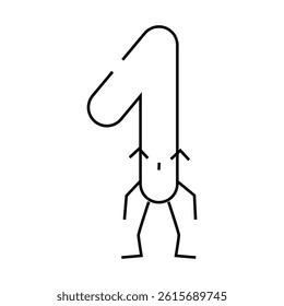 one number character line icon vector. one number character sign. isolated contour symbol black illustration