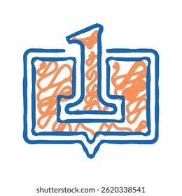 one number doodle icon sketch vector. one number sign. isolated symbol illustration