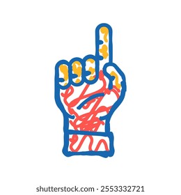 one number hand gesture doodle icon sketch vector. one number hand gesture sign. isolated symbol illustration