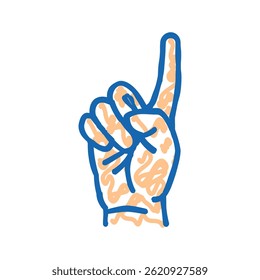 one number hand gesture doodle icon sketch vector. one number hand gesture sign. isolated symbol illustration