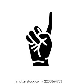 one number hand gesture glyph icon vector. one number hand gesture sign. isolated symbol illustration