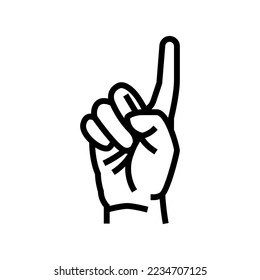 one number hand gesture line icon vector. one number hand gesture sign. isolated contour symbol black illustration