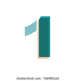 One Number logo. Retro colorful logotype vector design template in white background