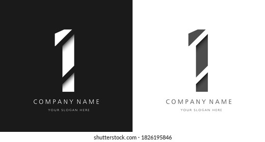 one number modern logo broken design