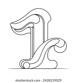 One numeric character continuous line art drawing