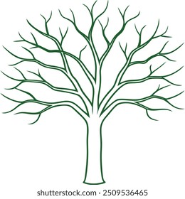 uma velha árvore de dobra sem folhas, sem ramos linha singular contorno circular,