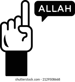 The one and only God in Islam Concept, Allah is One Finger Vector color Icon Design, Ramazan and Eid al-Fitr Symbol, Islamic and Muslims fasting Sign, Arabic holidays celebration stock illustration